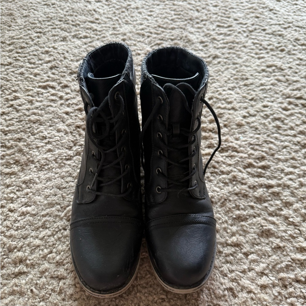 Black Lace-Up Boots
